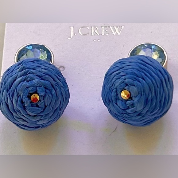 NEW J. Crew Factory Blue Crystal Bauble Dangle Statement Earrings - Picture 3 of 4